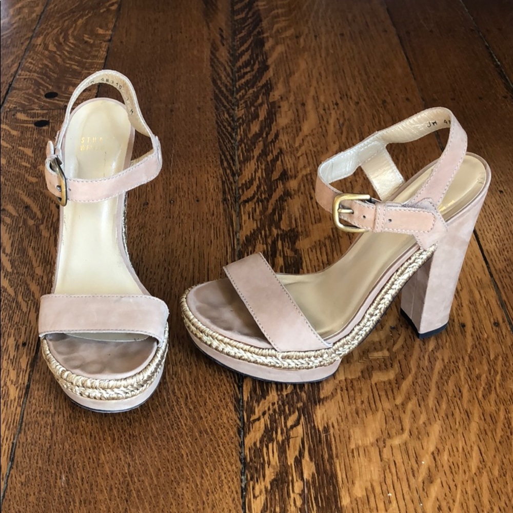 Stuart Weitzman “Strutting” Tan Platform Sandals